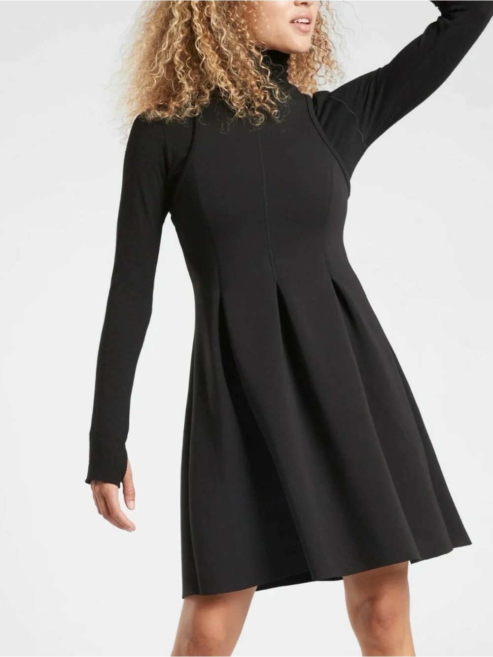 Athleta En Route Scuba Fit & Flare Sleeveless Dress Black Size Medium Tall NWT